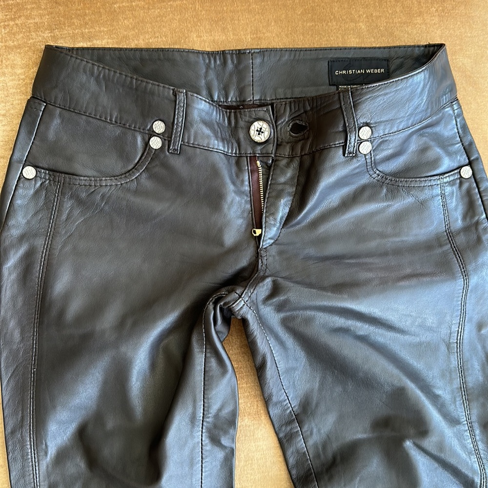 Glove softest leather Pants Jeans style Zippers ankles42 size Low rise. Designer